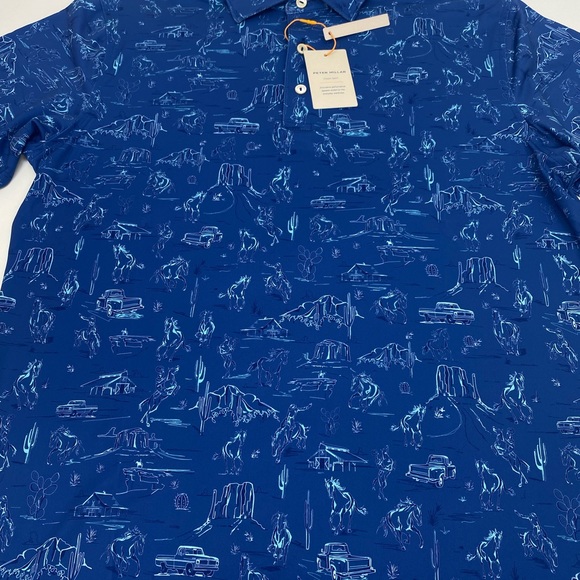 Peter Millar “Outlaw” Performance Jersey Polo Golf Shirt Sport Navy SMALL $110 - Picture 5 of 9